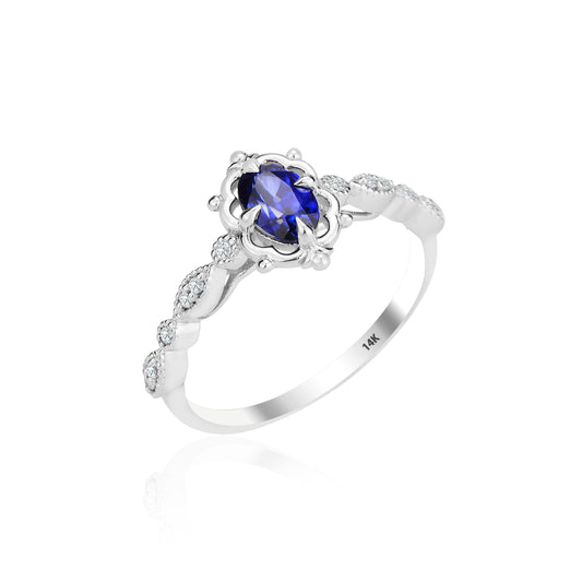 0,07 Carat Diamond Sapphire Ring