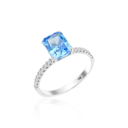3.22 Blue Topaz Diamond Ring