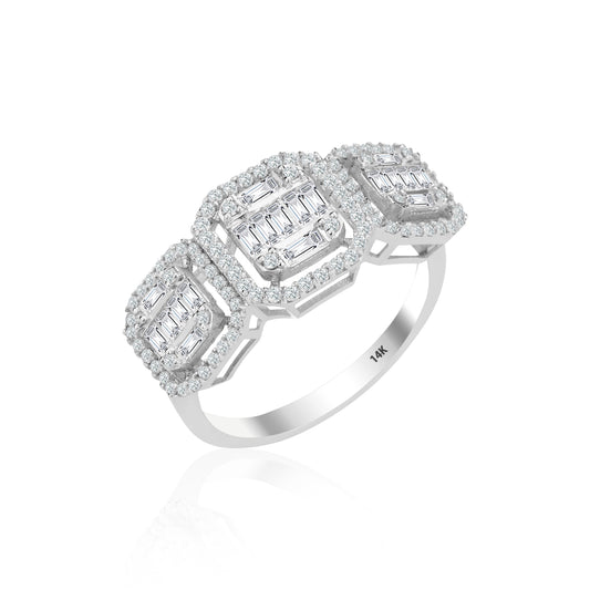 14K Three Stone Diamond Ring