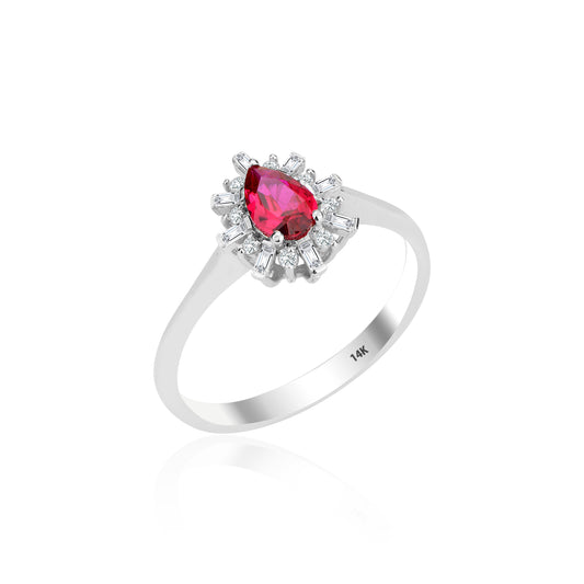 0.42 Ruby Yakut Red Diamond Ring
