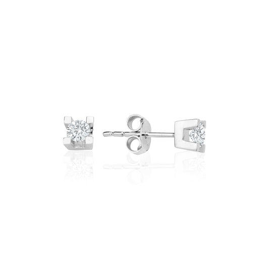 14K Solitaire Within a Square Earrings