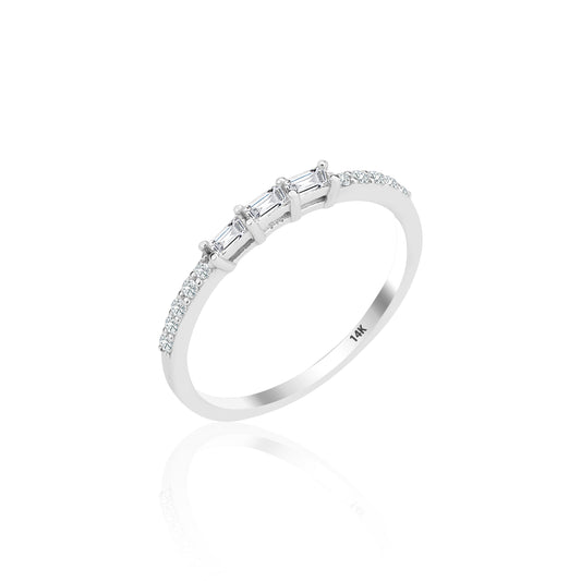 0.10 Sapphire  Three-Stone Diamond Framed Ring