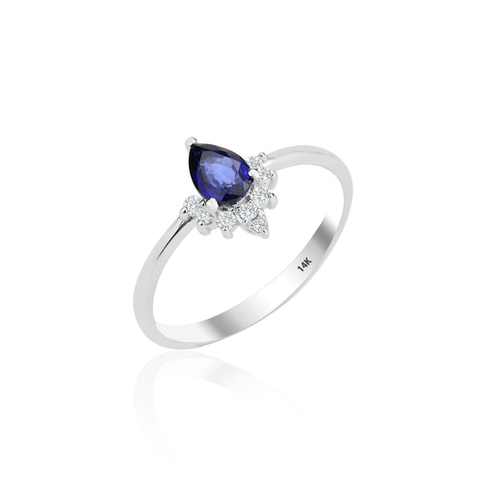 0.09  Carat Diamond Sapphire Ring